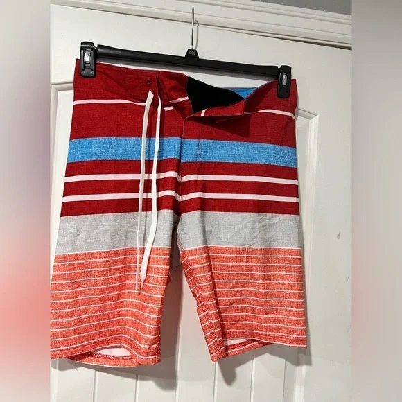 Men’s Old Navy swim board shorts 34 red blue white NWT NEW - Picture 1 of 5